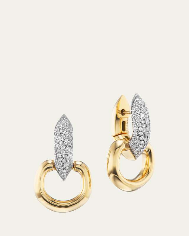 18K Yellow Gold Shard Diamond Huggie Hoop Earrings